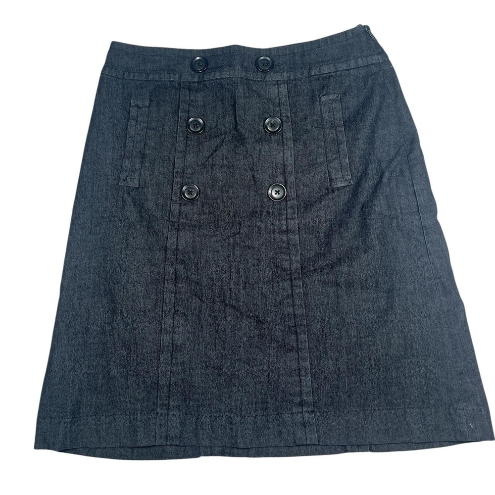 Sandro Sportswear Vintage Early 2000s A Line Skirt Double Breasted Black Sz 8 - Picture 2 of 8